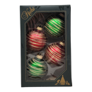 Krebs Value Glass Ornament 4 pack - Red and Green Swirl