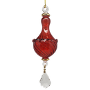 Blown Glass Twisted Chandelier Ornament with Crystal Dangle - Red