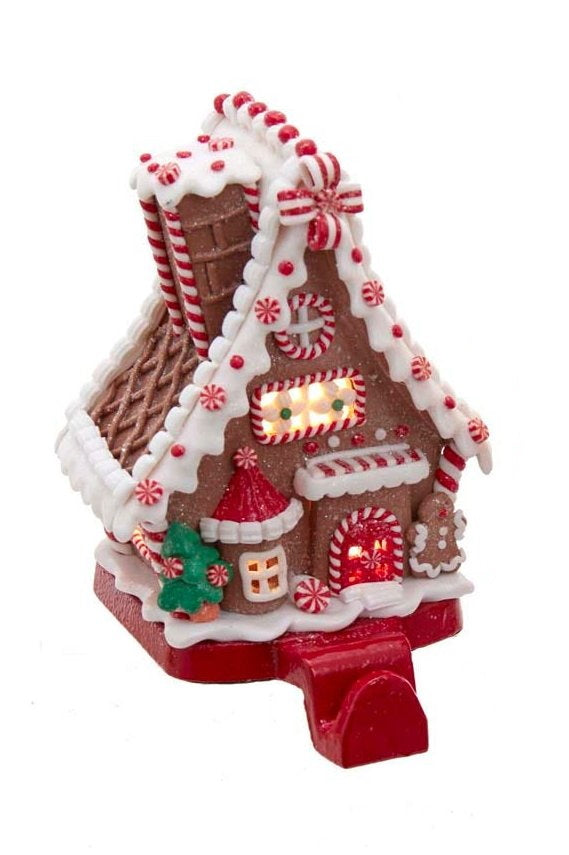 Lighted Gingerbread House Stocking Hanger - - The Country Christmas Loft