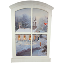 Lighted Winter Window Wall Hanging - Snowy Village Church