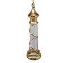 Glass Lighthouse Ornament With Gold Accent - Yellow