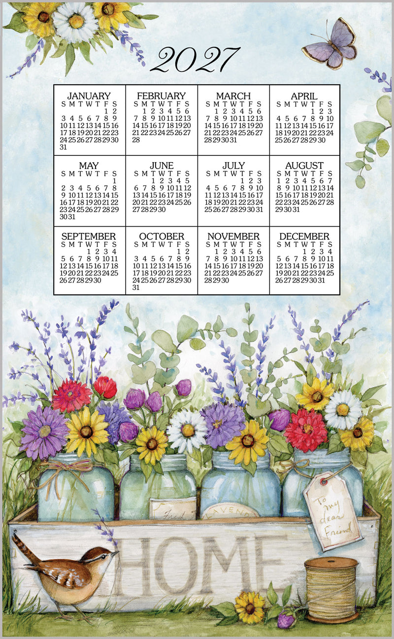 2027 Linen Calendar Towel - Home Fl | Country Christmas Loft – The ...