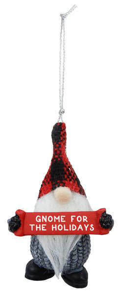 Gnome Holding Sign Ornament - Gnome for the Holidays - The Country Christmas Loft