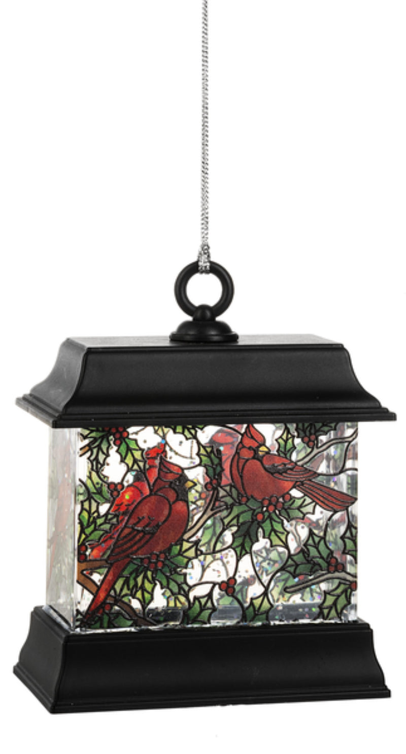 LED Light Up Mosaic Cardinal Snowglobe Ornament - The Country Christmas Loft