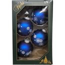 Krebs Value Glass Ball 4 pack - Snowflakes on Deep Blue - Christmas >> Ornaments >> Glass - by Christmas By Krebs