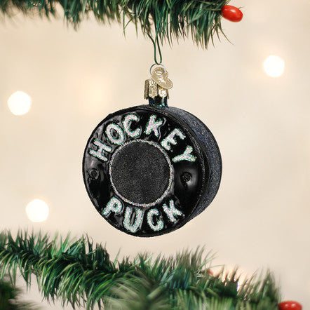 Hockey Puck Glass Ornament - The Country Christmas Loft