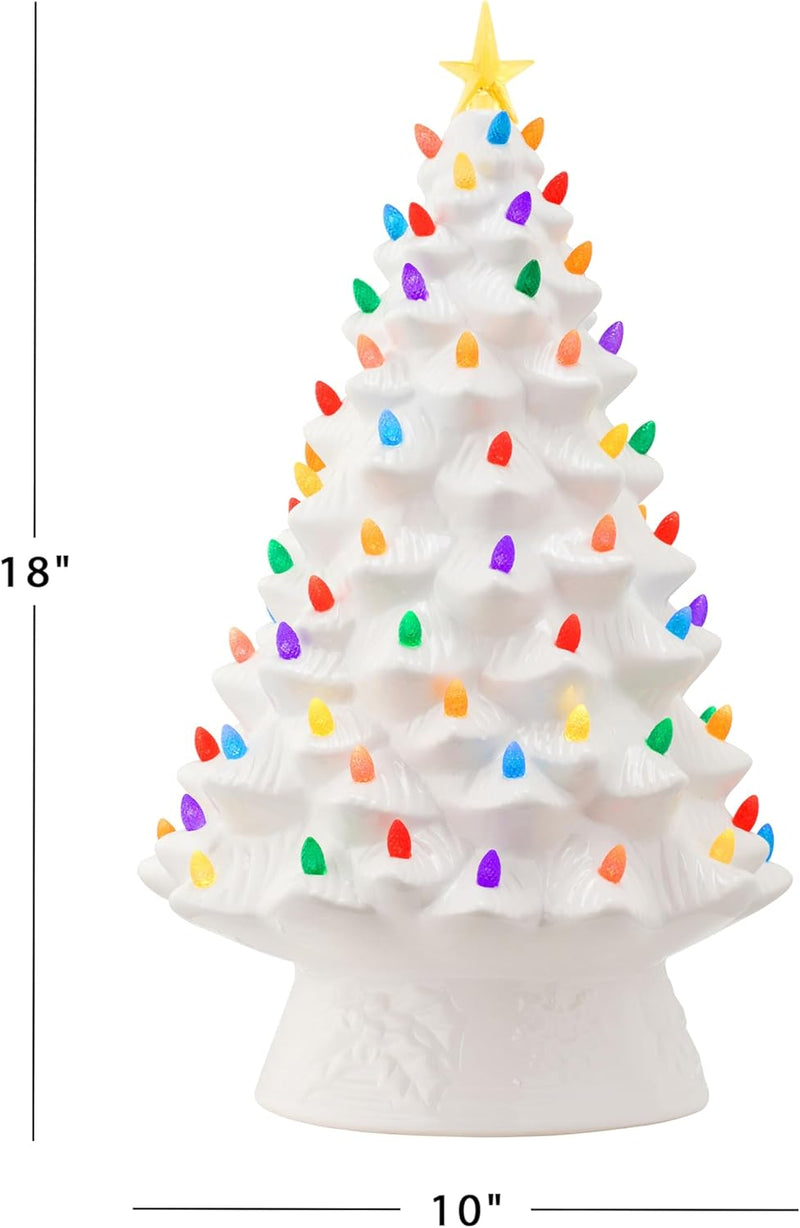 Nostalgic Ceramic Christmas Tree - White - 18 inch