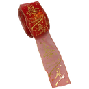 Sheer Wire-edged 2 inch Ribbon - 6 Feet - Merry Christmas