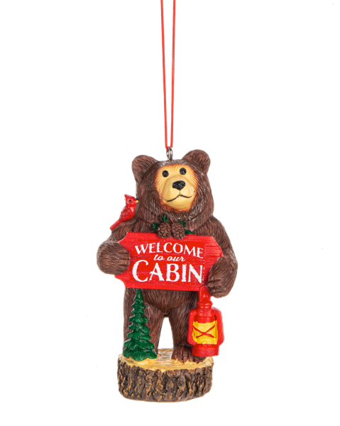 Bear Ornament - Welcome To Our Cabin