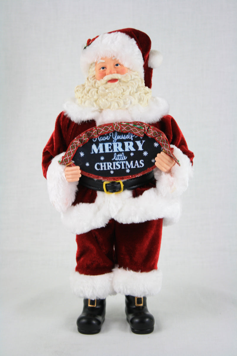 Santa Holding Merry Christmas Sign - 12 Inch - The Country Christmas Loft