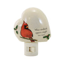 Heart Shaped Night Light With Cardinal and Holly
