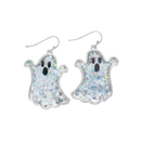 Silver Glitter Ghosts Earrings