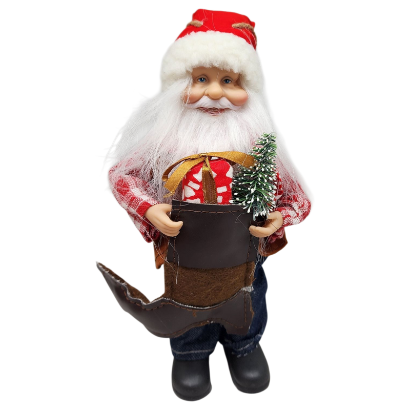 Farmer Santa Figurine Ornament - 9 inches