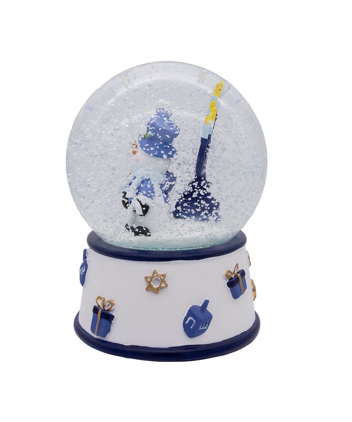 100MM Musical Wind-Up Hanukkah Snowman Water Globe