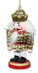 Kurt Adler Sequinned Wooden Nutcracker Ornament - Gold - The Country Christmas Loft