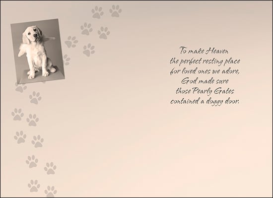Sympathy Card - Pearly Gates Contained A Doggy Door - The Country Christmas Loft