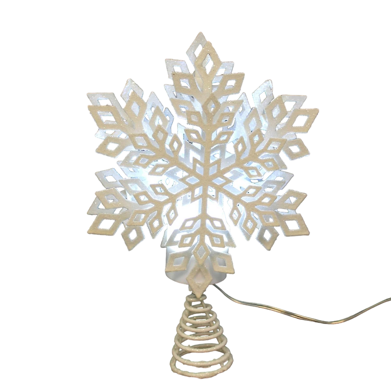 LED White Snowflake Tree Topper with timer