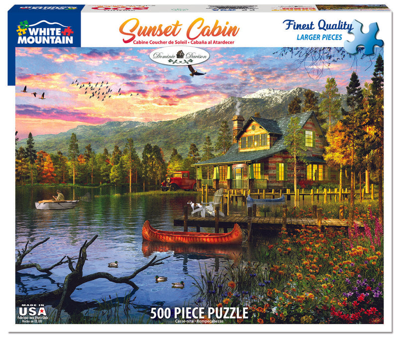 Sunset Cabin - 500 Piece Jigsaw Puzzle - The Country Christmas Loft