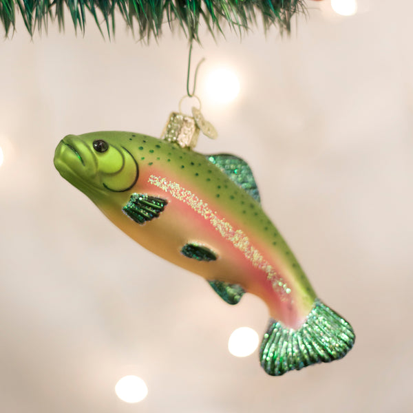 Rainbow Trout Glass Ornament