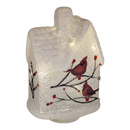Lighted Glass Cardinal House Luminary