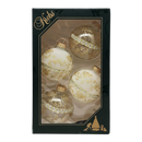 Clear and Frosted Gold Glitterlace and Braid Ball Ornaments - 4 Piece Set