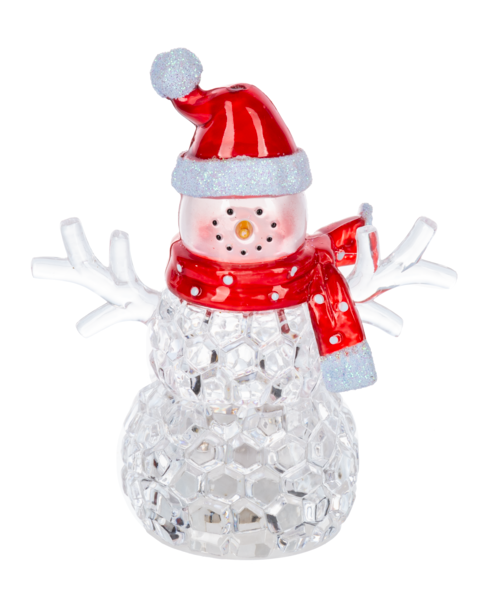 LED Light Up Crystal Snowman Mini Shimmers  - Santa Hat