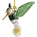 Egyptian Glass Hummingbird Ornament - Green with Yellow Beak