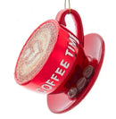 Coffee Time Glass Coffee Cup Ornament - Red