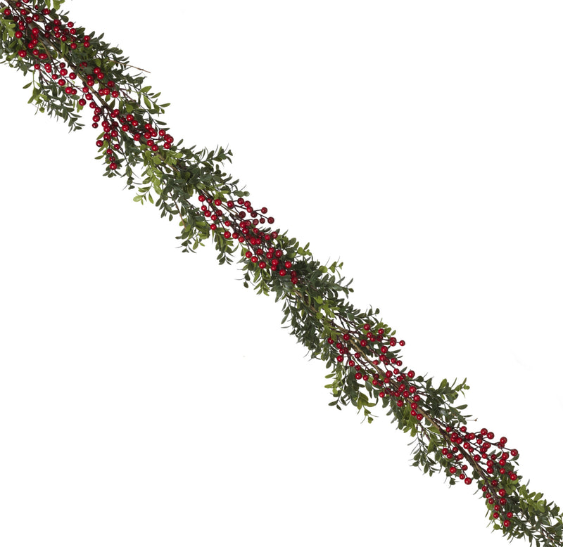 Boxwood Garland with Berries - 5 Feet Long