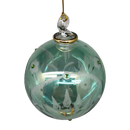 Etched Blown Glass Ball with Crystal Accents - Green