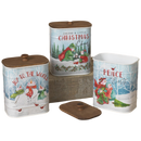 Snowman Canister with Wooden Lid -