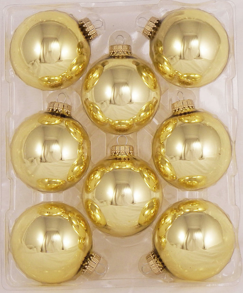 Christmas By Krebs 2 5/8 Glass Balls - Gold Caps - Aztec Gold 8 Pack - The Country Christmas Loft