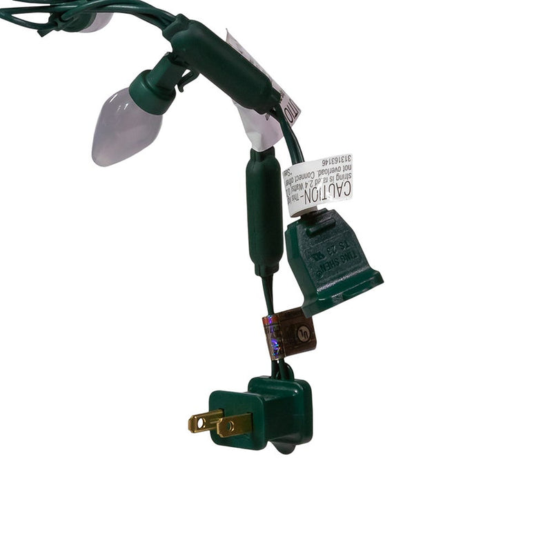 25-Light Warm White Pearl LED C7 Light Set With Green Wire