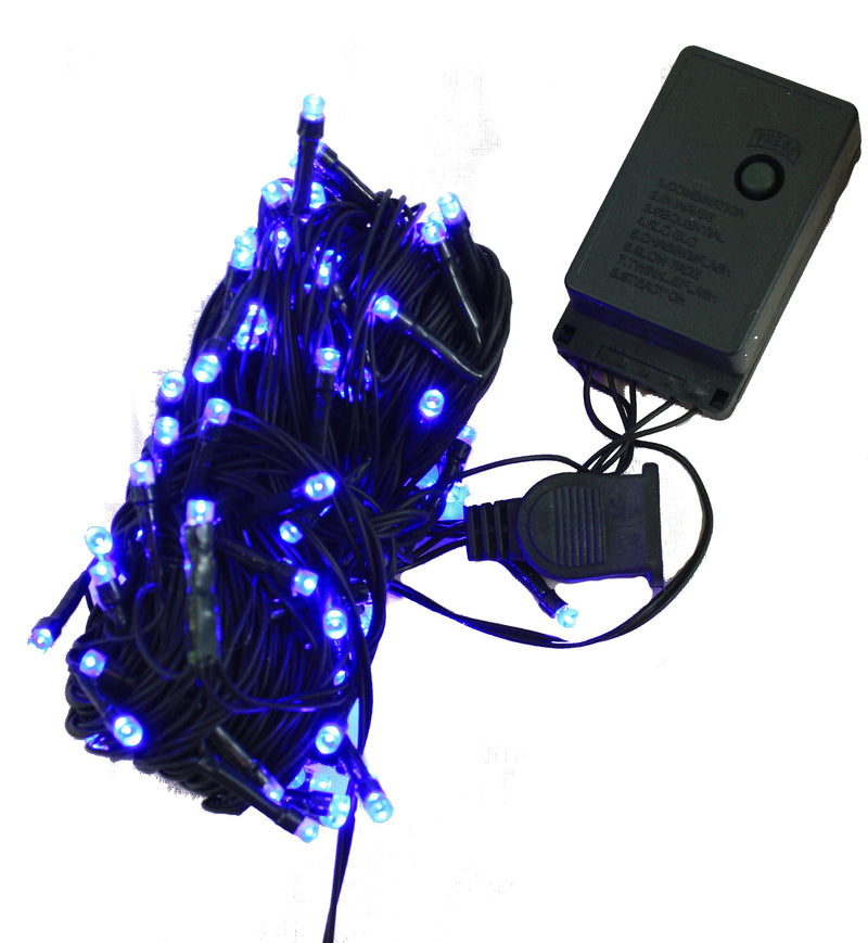 LED Multifunction 100 Count String Lights - Blue Lights /Green Wire - The Country Christmas Loft