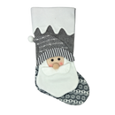 Fabric Santa Stocking - Gray and White