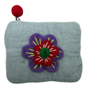 Felt Wool  Soft Gray Coin Purse with Flower Applique - Gift Shoppe >> Handbags & Wallets >> Wallets - by Us Sherpa