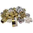 Holiday Ribbon And Bow Kit - Silver/Gold/White