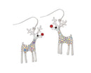 AB Crystal Studded Silver Rudolphs Earrings