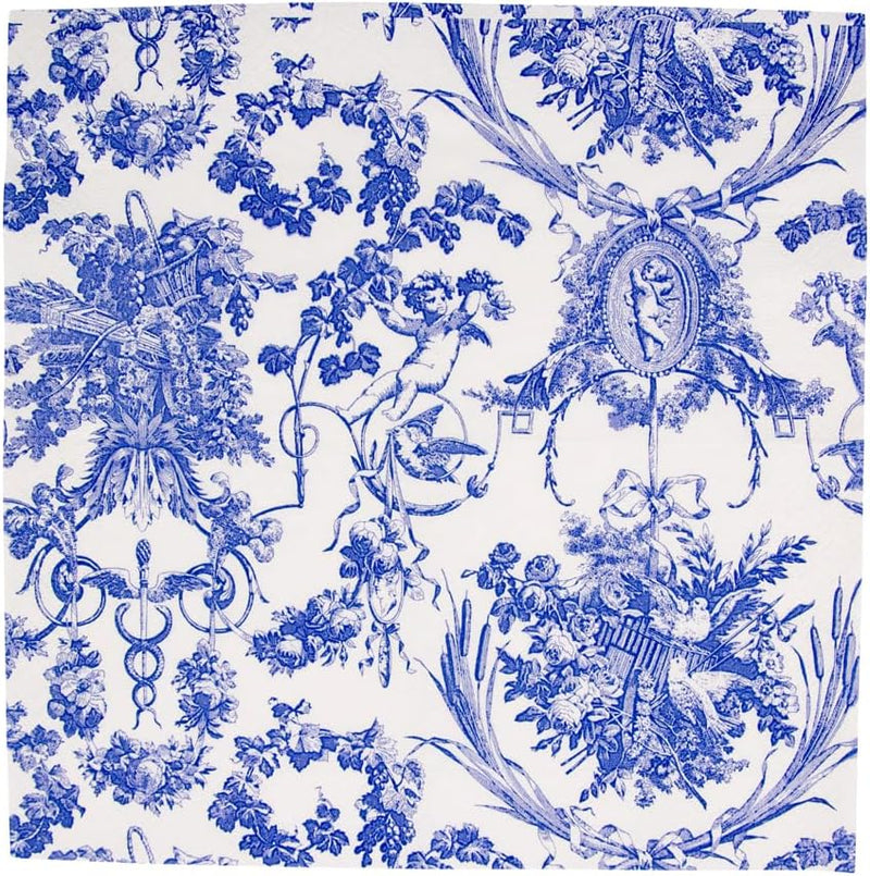 Romantic Toile Blue Cocktail Napkins - 20 Per Package