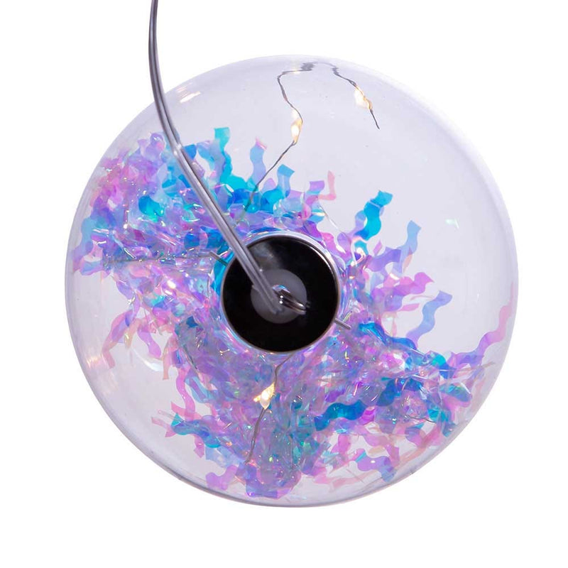 Lighted USB Clear Iridescent Glass Ball Ornament - Dimpled