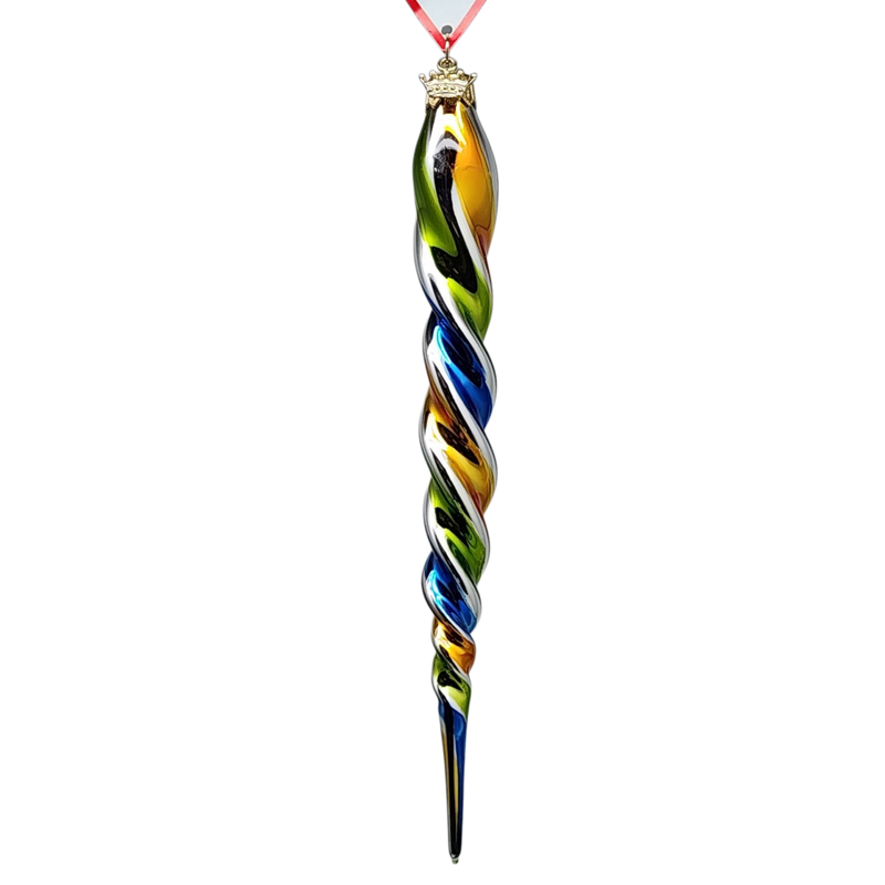 Rainbow Twister Glass Icicle -