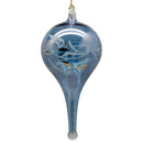 Slate Blue Etched Leaf Finial Ornament