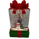 B/O Lighted Holiday Water Globe Gift Box With Snowman