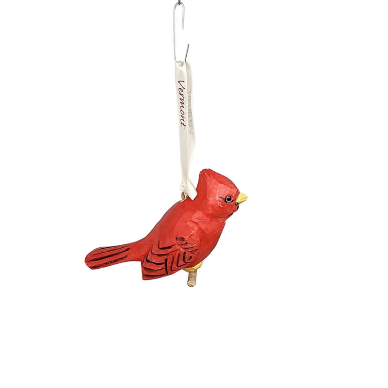 Handcarved Wood Ornament - Red Cardinal