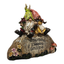 Garden Gnomes on a Rock  - 8 Inch - Gnome Sweet Gnome