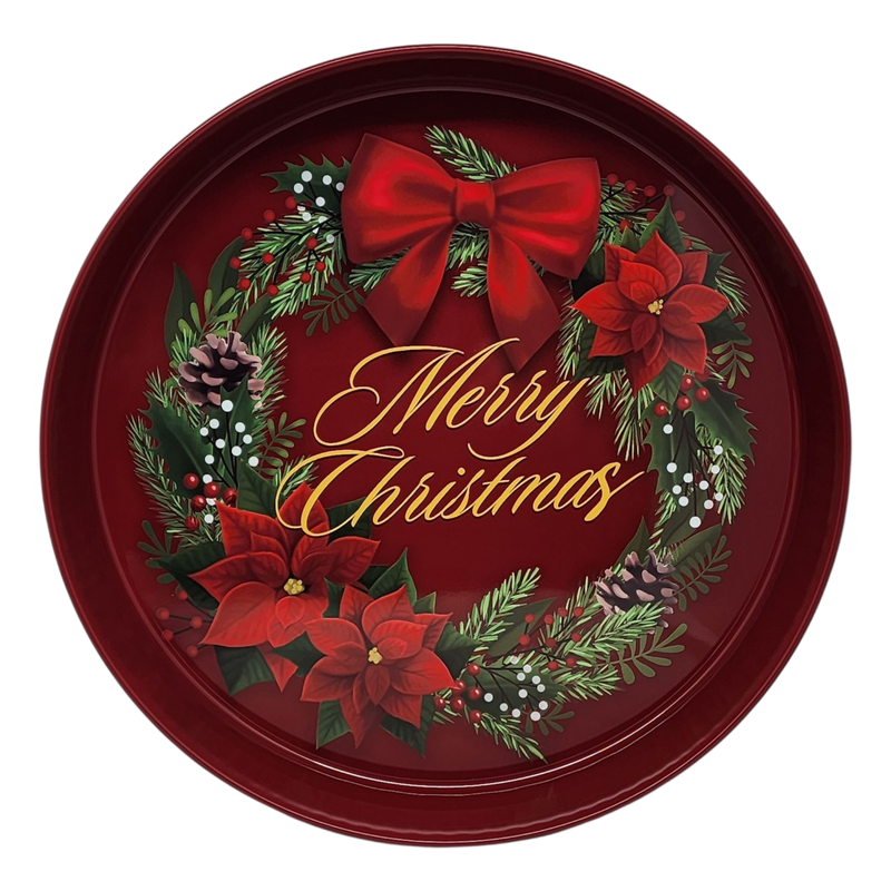 Huge Deep Round 13.5" Tray - Merry Christmas