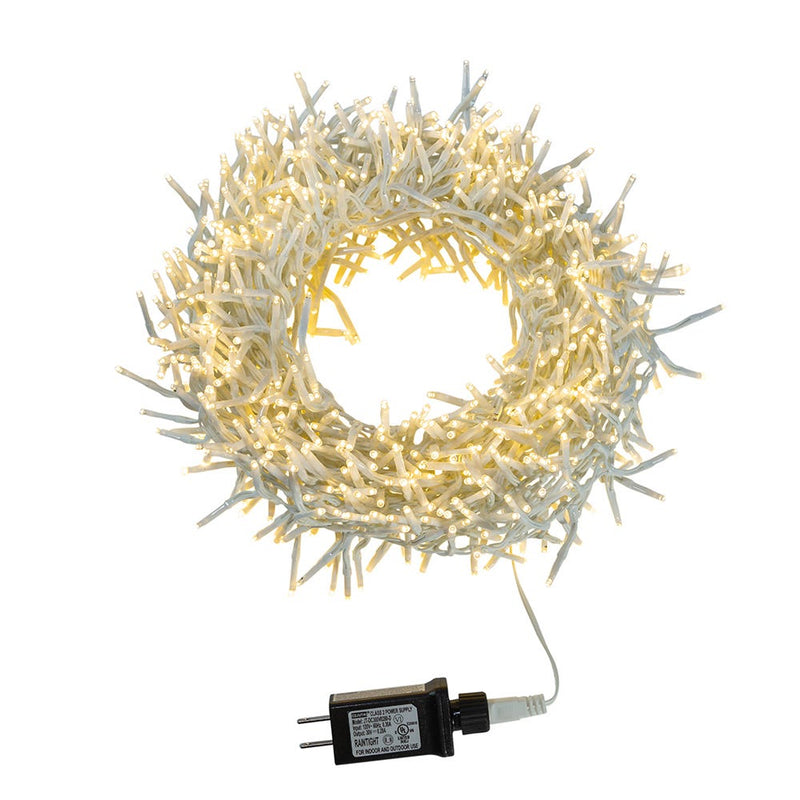 1000-Light Warm White LED White Wire Cluster Garland