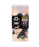 25-Light Warm White LED C7 Light Set With Green Wire