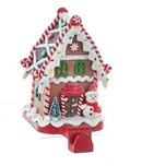 Battery-Operated Gingerbread Candy House Lighted Stocking Hangers -