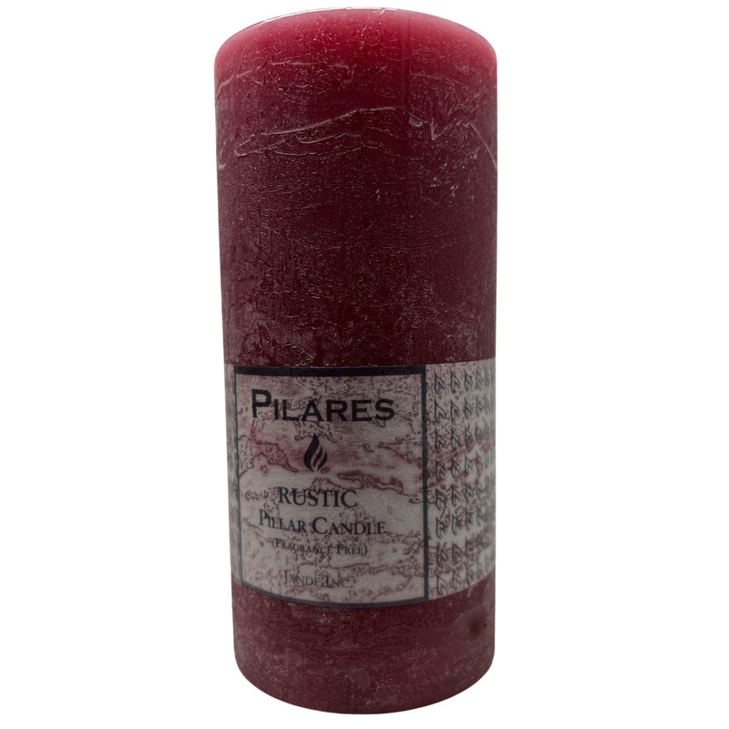 Rustic Pillar Candle - 6 Inch Bordeaux